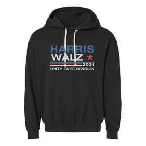 Harris Waltz 2024 Unity Over Division Kamala Harris Tim Walz Garment-Dyed Fleece Hoodie