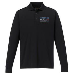 Harris Waltz 2024 Unity Over Division Kamala Harris Tim Walz Performance Long Sleeve Polo