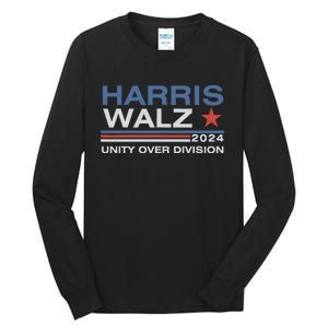 Harris Waltz 2024 Unity Over Division Kamala Harris Tim Walz Tall Long Sleeve T-Shirt