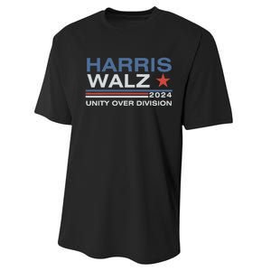 Harris Waltz 2024 Unity Over Division Kamala Harris Tim Walz Performance Sprint T-Shirt