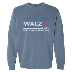 Harris Waltz 2024 Unity Over Division Kamala Harris Tim Walz Garment-Dyed Sweatshirt