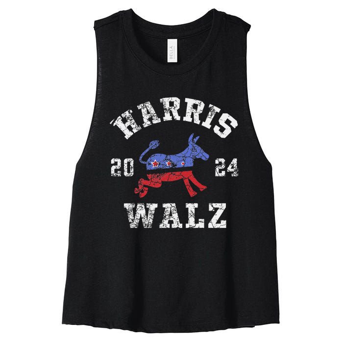 Harris Walz 2024 Election Kamala Harris Tim Waltz 2024 Gift Women's Racerback Cropped Tank