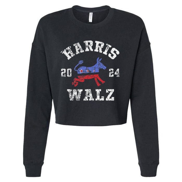 Harris Walz 2024 Election Kamala Harris Tim Waltz 2024 Gift Cropped Pullover Crew