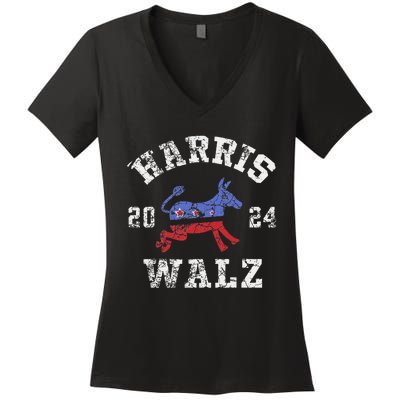 Harris Walz 2024 Election Kamala Harris Tim Waltz 2024 Gift Women's V-Neck T-Shirt