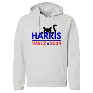 Harris Walz 2024 Funny Cat Election Kamala Performance Fleece Hoodie