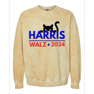 Harris Walz 2024 Funny Cat Election Kamala Colorblast Crewneck Sweatshirt