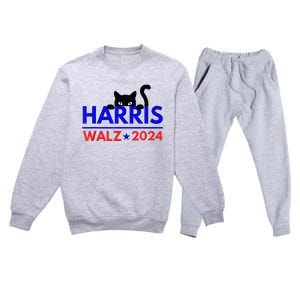 Harris Walz 2024 Funny Cat Election Kamala Premium Crewneck Sweatsuit Set