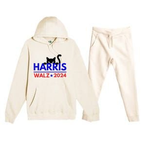 Harris Walz 2024 Funny Cat Election Kamala Premium Hooded Sweatsuit Set