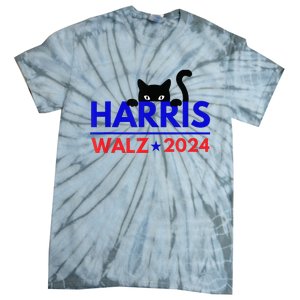 Harris Walz 2024 Funny Cat Election Kamala Tie-Dye T-Shirt