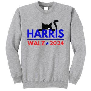 Harris Walz 2024 Funny Cat Election Kamala Tall Sweatshirt