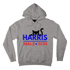 Harris Walz 2024 Funny Cat Election Kamala Tall Hoodie