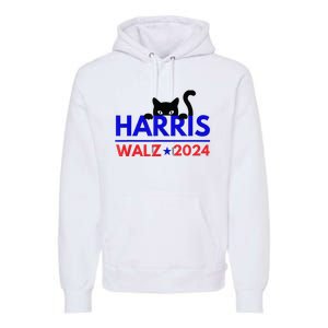 Harris Walz 2024 Funny Cat Election Kamala Premium Hoodie