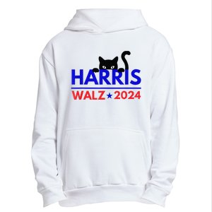 Harris Walz 2024 Funny Cat Election Kamala Urban Pullover Hoodie