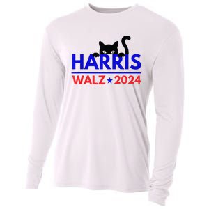 Harris Walz 2024 Funny Cat Election Kamala Cooling Performance Long Sleeve Crew