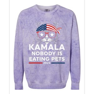 Harris Walz 2024 Nobody Is Eating Pets Colorblast Crewneck Sweatshirt