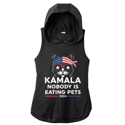 Harris Walz 2024 Nobody Is Eating Pets Ladies PosiCharge Tri-Blend Wicking Draft Hoodie Tank