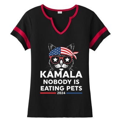 Harris Walz 2024 Nobody Is Eating Pets Ladies Halftime Notch Neck Tee