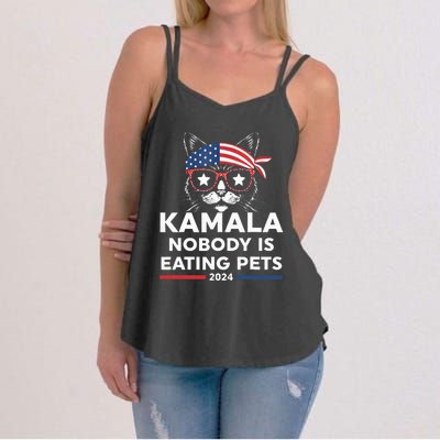 Harris Walz 2024 Nobody Is Eating Pets Women's Strappy Tank