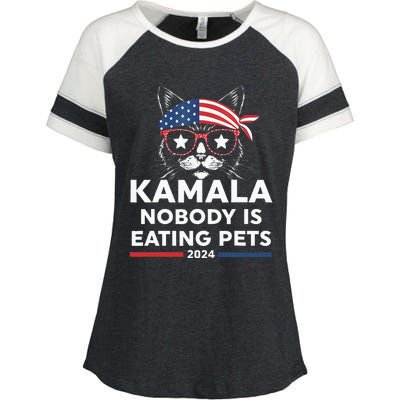 Harris Walz 2024 Nobody Is Eating Pets Enza Ladies Jersey Colorblock Tee