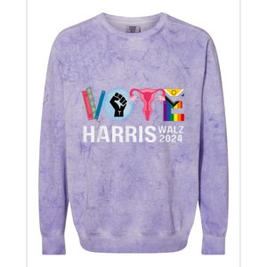 Harris Walz 24 Vote Books Lgbt Election Colorblast Crewneck Sweatshirt