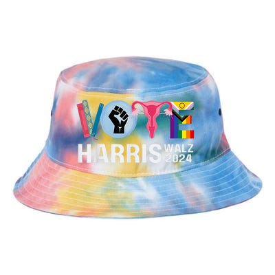 Harris Walz 24 Vote Books Lgbt Election Tie Dye Newport Bucket Hat