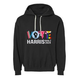 Harris Walz 24 Vote Books Lgbt Election Garment-Dyed Fleece Hoodie