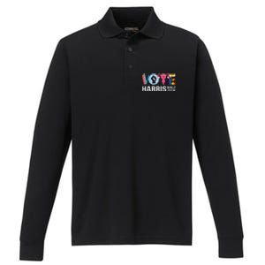 Harris Walz 24 Vote Books Lgbt Election Performance Long Sleeve Polo