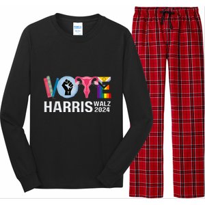 Harris Walz 24 Vote Books Lgbt Election Long Sleeve Pajama Set