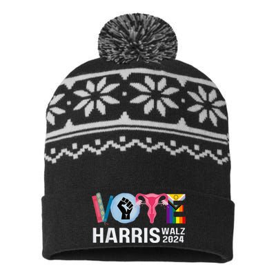 Harris Walz 24 Vote Books Lgbt Election USA-Made Snowflake Beanie