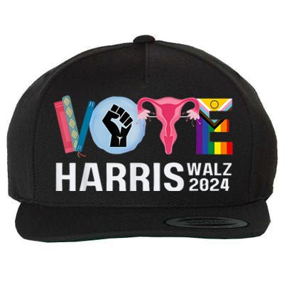 Harris Walz 24 Vote Books Lgbt Election Wool Snapback Cap