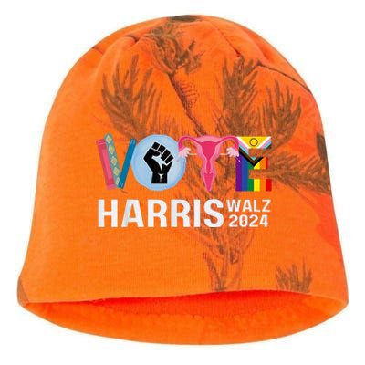 Harris Walz 24 Vote Books Lgbt Election Kati - Camo Knit Beanie