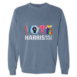 Harris Walz 24 Vote Books Lgbt Election Garment-Dyed Sweatshirt