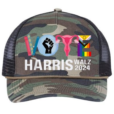 Harris Walz 24 Vote Books Lgbt Election Retro Rope Trucker Hat Cap