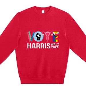 Harris Walz 24 Vote Books Lgbt Election Premium Crewneck Sweatshirt