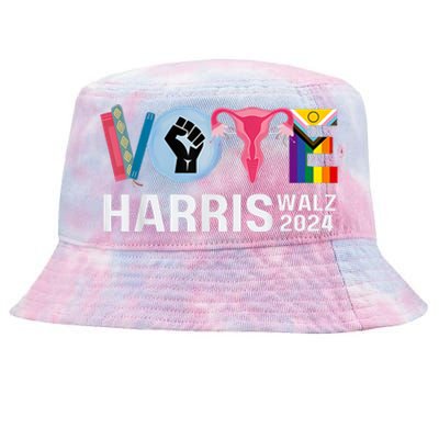 Harris Walz 24 Vote Books Lgbt Election Tie-Dyed Bucket Hat