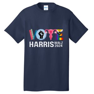 Harris Walz 24 Vote Books Lgbt Election Tall T-Shirt