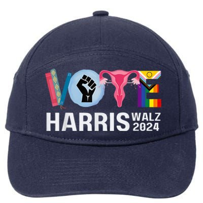 Harris Walz 24 Vote Books Lgbt Election 7-Panel Snapback Hat