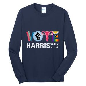 Harris Walz 24 Vote Books Lgbt Election Tall Long Sleeve T-Shirt