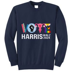 Harris Walz 24 Vote Books Lgbt Election Tall Sweatshirt