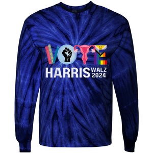 Harris Walz 24 Vote Books Lgbt Election Tie-Dye Long Sleeve Shirt