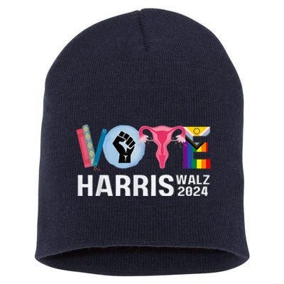 Harris Walz 24 Vote Books Lgbt Election Short Acrylic Beanie