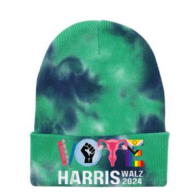 Harris Walz 24 Vote Books Lgbt Election Tie Dye 12in Knit Beanie