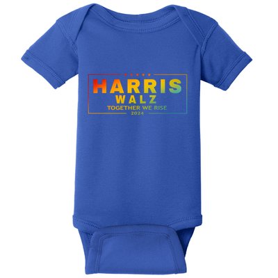 Harris Walz 2024 Together We Rise Lgbt Gift Baby Bodysuit