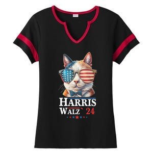 Harris Waltz 2024 Election Cat Ladies Kamala Harris Ladies Halftime Notch Neck Tee