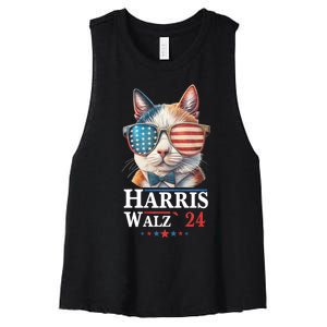 Harris Waltz 2024 Election Cat Ladies Kamala Harris Women's Racerback Cropped Tank