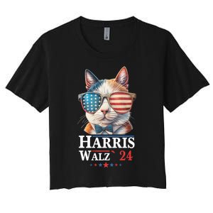 Harris Waltz 2024 Election Cat Ladies Kamala Harris Women's Crop Top Tee