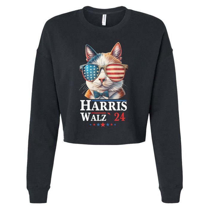 Harris Waltz 2024 Election Cat Ladies Kamala Harris Cropped Pullover Crew