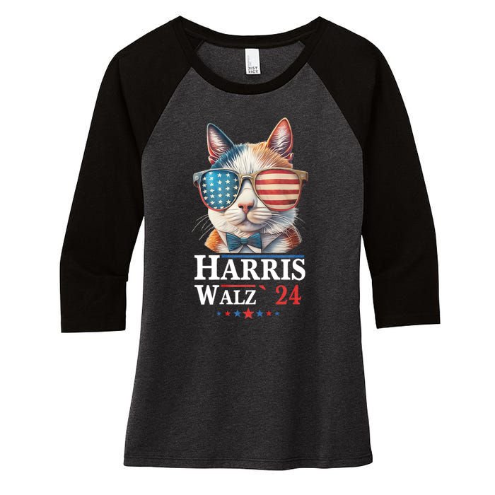 Harris Waltz 2024 Election Cat Ladies Kamala Harris Women's Tri-Blend 3/4-Sleeve Raglan Shirt