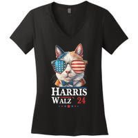 Harris Waltz 2024 Election Cat Ladies Kamala Harris Women's V-Neck T-Shirt