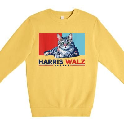 Harris Walz 2024 Funny Cat Election Kamala Harris Premium Crewneck Sweatshirt